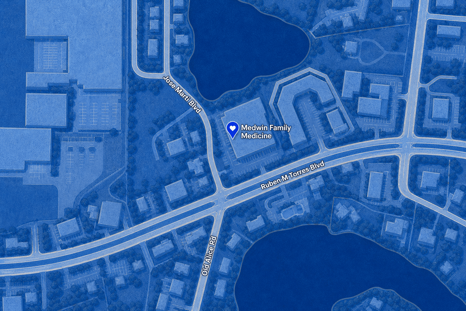Illustrated map showing Medwin Family Medicine in Brownsville